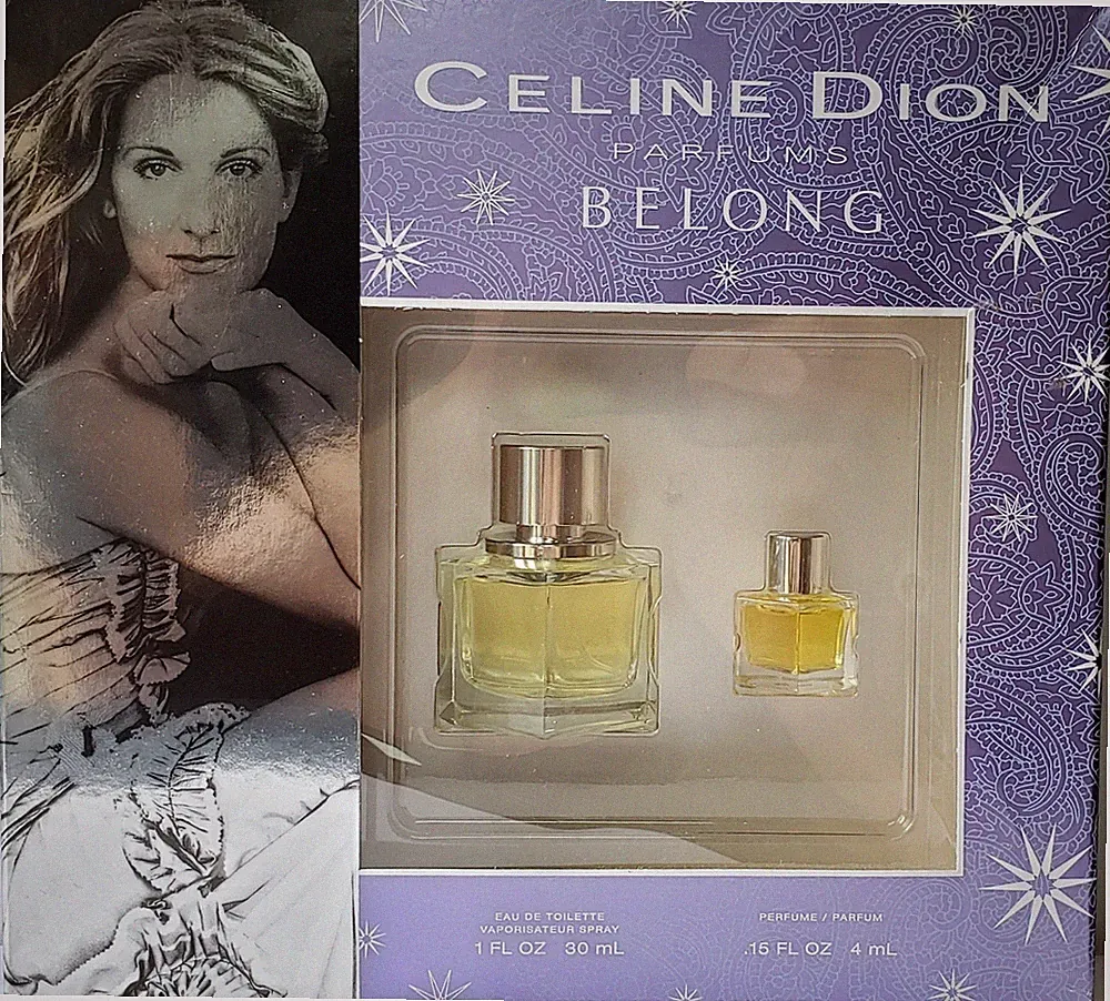 NIB! Celine Dion BELONG Perfume Set ~ Eau de Toilette Spray ~ 1 oz + 0.15 oz Dab