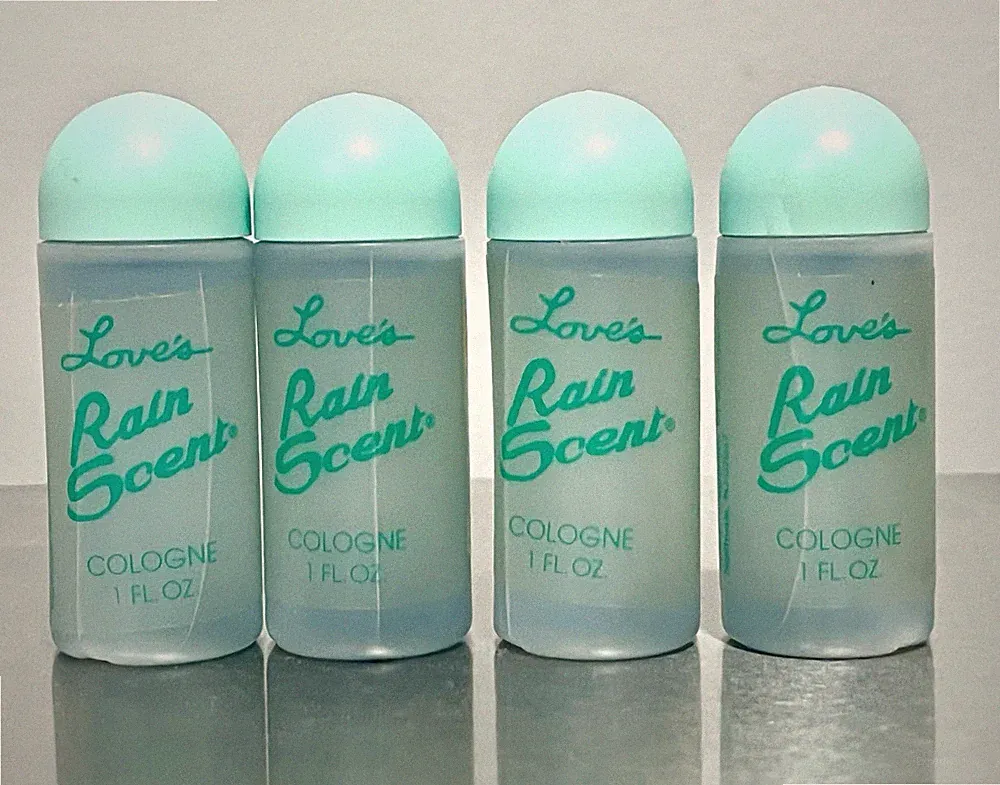 Set of 4 MEM cologne splash for women ~ Love's Rain Scent ~ 1 oz each CREASED